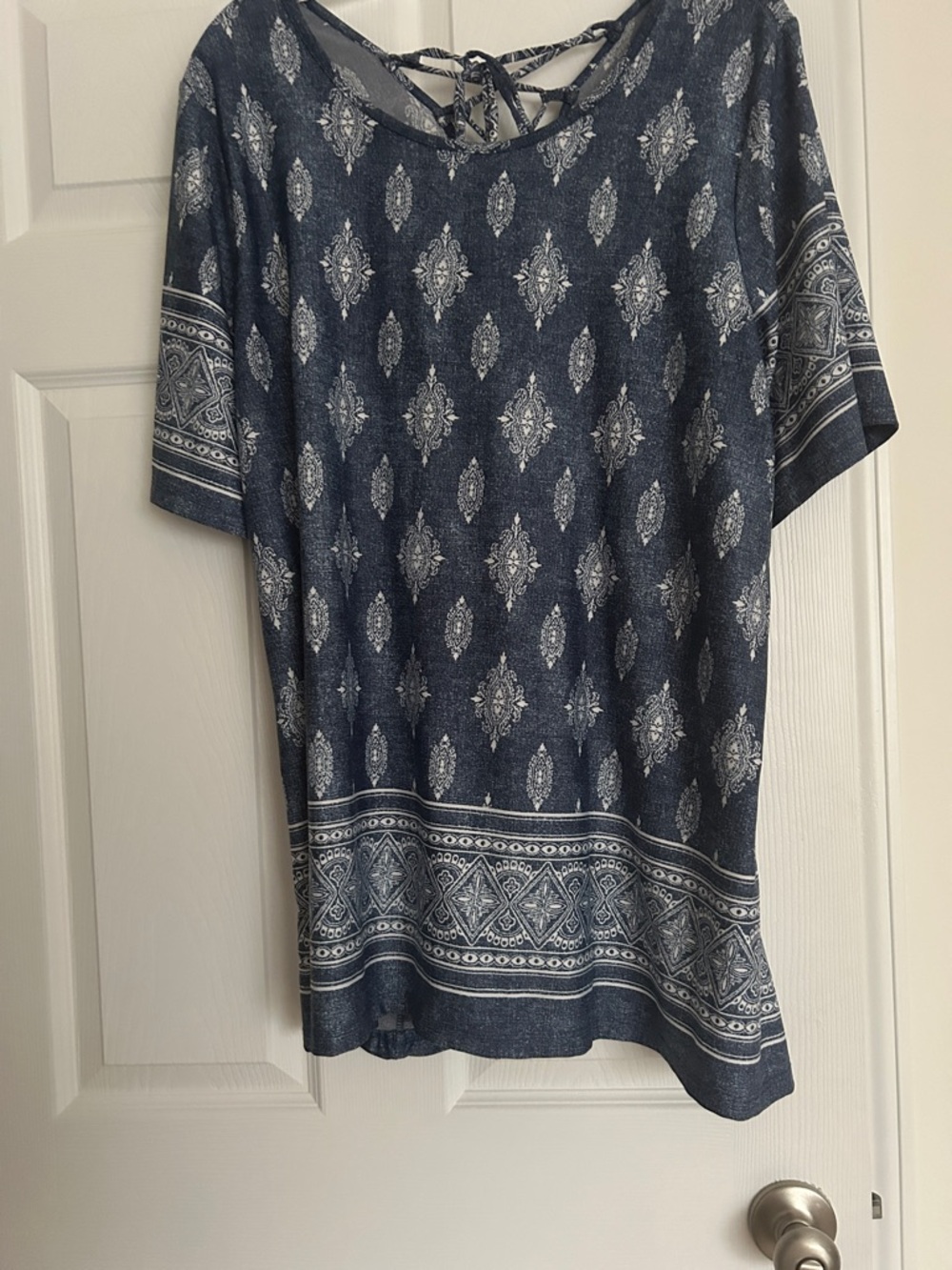 Navy Patterned Short-Sleeve Shirt